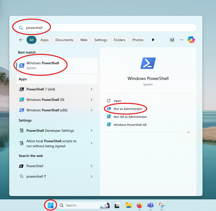 PowerShell unter Windows als Administrator